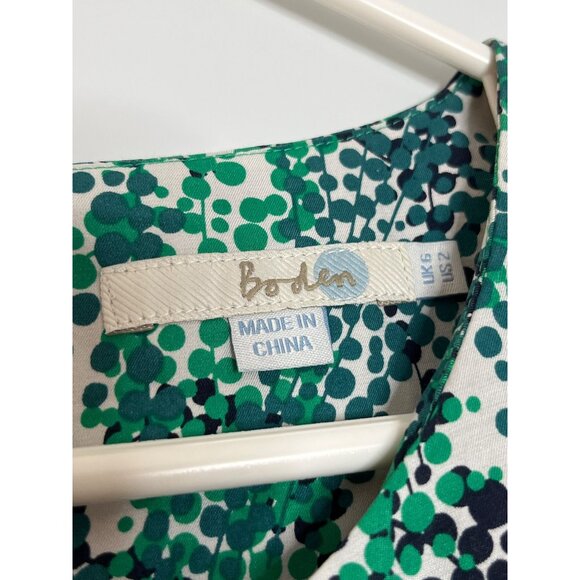 Boden Ravello Silk Blend Cap Sleeve Blouse Top Green Black Pleated Neckline 2 - Picture 7 of 8